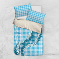Blue Hawaii Palaka Bedding Set Hawaiian Honohono Lei