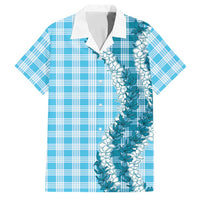 Blue Hawaii Palaka Family Matching Long Sleeve Bodycon Dress and Hawaiian Shirt Hawaiian Honohono Lei LT05 Dad's Shirt - Short Sleeve Blue - Polynesian Pride