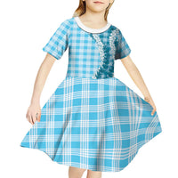 Blue Hawaii Palaka Kid Short Sleeve Dress Hawaiian Honohono Lei