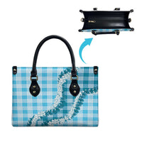 Blue Hawaii Palaka Leather Bag Hawaiian Honohono Lei
