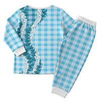 Blue Hawaii Palaka Pajama Set Hawaiian Honohono Lei