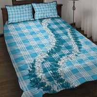 Blue Hawaii Palaka Quilt Bed Set Hawaiian Honohono Lei