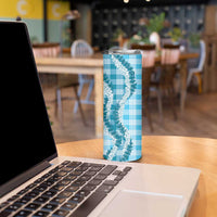 Blue Hawaii Palaka Skinny Tumbler Hawaiian Honohono Lei