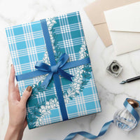 Blue Hawaii Palaka Wrapping Paper Hawaiian Honohono Lei