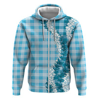 Blue Hawaii Palaka Zip Hoodie Hawaiian Honohono Lei