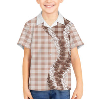 Beige Hawaii Palaka Family Matching Tank Maxi Dress and Hawaiian Shirt Hawaiian Honohono Lei LT05 Son's Shirt Beige - Polynesian Pride