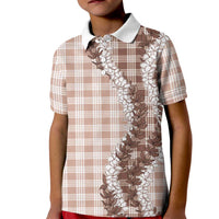 Beige Hawaii Palaka Kid Polo Shirt Hawaiian Honohono Lei