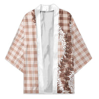 Beige Hawaii Palaka Kimono Hawaiian Honohono Lei