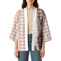 Beige Hawaii Palaka Kimono Hawaiian Honohono Lei