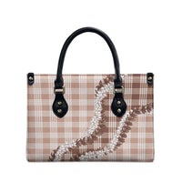 Beige Hawaii Palaka Leather Bag Hawaiian Honohono Lei