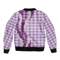 Violet Hawaii Palaka Bomber Jacket Hawaiian Honohono Lei