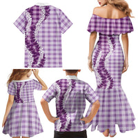 Violet Hawaii Palaka Family Matching Mermaid Dress and Hawaiian Shirt Hawaiian Honohono Lei LT05 - Polynesian Pride