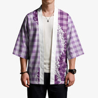 Violet Hawaii Palaka Kimono Hawaiian Honohono Lei