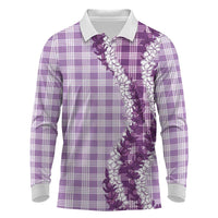 Violet Hawaii Palaka Long Sleeve Polo Shirt Hawaiian Honohono Lei