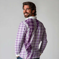 Violet Hawaii Palaka Long Sleeve Polo Shirt Hawaiian Honohono Lei