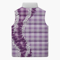 Violet Hawaii Palaka Sleeveless Puffer Jacket Hawaiian Honohono Lei