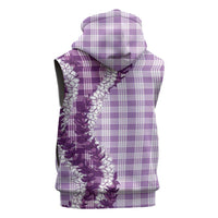 Violet Hawaii Palaka Sleeveless Zip Hoodie Hawaiian Honohono Lei