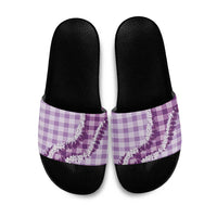 Violet Hawaii Palaka Slide Sandals Hawaiian Honohono Lei