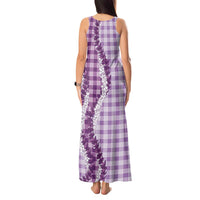 Violet Hawaii Palaka Tank Maxi Dress Hawaiian Honohono Lei