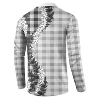 Gray Hawaii Palaka Button Sweatshirt Hawaiian Honohono Lei