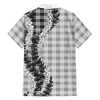 Gray Hawaii Palaka Family Matching Off The Shoulder Long Sleeve Dress and Hawaiian Shirt Hawaiian Honohono Lei LT05 - Polynesian Pride