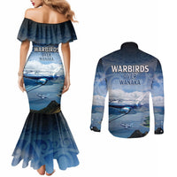 New Zealand Wanaka Air Show Couples Matching Mermaid Dress and Long Sleeve Button Shirt With Maori Pattern