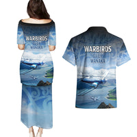 New Zealand Wanaka Air Show Couples Matching Puletasi and Hawaiian Shirt With Maori Pattern