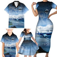 New Zealand Wanaka Air Show Family Matching Short Sleeve Bodycon Dress and Hawaiian Shirt With Maori Pattern LT05 - Polynesian Pride