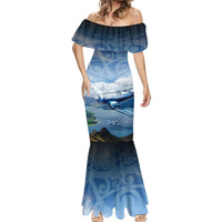 New Zealand Wanaka Air Show Mermaid Dress With Maori Pattern LT05 - Polynesian Pride