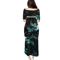 New Zealand Marathon Family Matching Puletasi and Hawaiian Shirt Silver Fern Paua Shell Simple Style LT05 - Polynesian Pride