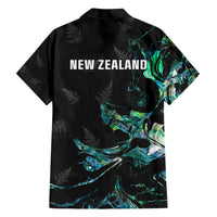 New Zealand Marathon Family Matching Short Sleeve Bodycon Dress and Hawaiian Shirt Silver Fern Paua Shell Simple Style LT05 - Polynesian Pride