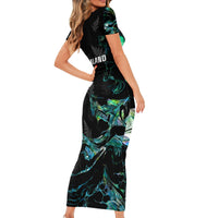 New Zealand Marathon Short Sleeve Bodycon Dress Silver Fern Paua Shell Simple Style