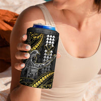 Hawaii King Kamehameha The Great 4 in 1 Can Cooler Tumbler Gold Tribal Tattoo