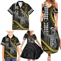 Hawaii King Kamehameha The Great Family Matching Summer Maxi Dress and Hawaiian Shirt Gold Tribal Tattoo LT05 - Polynesian Pride