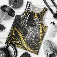 Hawaii King Kamehameha The Great Men Tank Top Gold Tribal Tattoo
