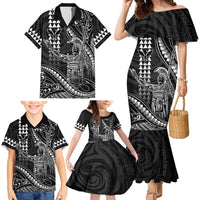 Hawaii King Kamehameha The Great Family Matching Mermaid Dress and Hawaiian Shirt Black Tribal Tattoo LT05 - Polynesian Pride