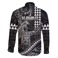 Hawaii King Kamehameha The Great Family Matching Off The Shoulder Long Sleeve Dress and Hawaiian Shirt Black Tribal Tattoo LT05 - Polynesian Pride