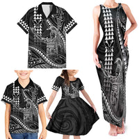Hawaii King Kamehameha The Great Family Matching Tank Maxi Dress and Hawaiian Shirt Black Tribal Tattoo LT05 - Polynesian Pride
