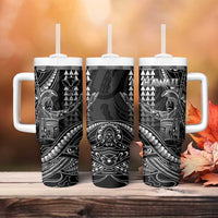 Hawaii King Kamehameha The Great Tumbler With Handle Black Tribal Tattoo
