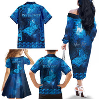 Personalised New Zealand Mother's Day Family Matching Off The Shoulder Long Sleeve Dress and Hawaiian Shirt Ko Te Whaea Te Takere O Te Waka LT05 - Polynesian Pride