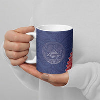 American Samoa Eagle Ceramic Mug Polynesian Tribal Pattern Curve Style