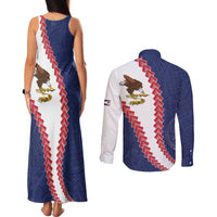 American Samoa Eagle Couples Matching Tank Maxi Dress and Long Sleeve Button Shirt Polynesian Tribal Pattern Curve Style