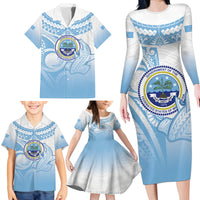 Micronesia Constitution Day Family Matching Long Sleeve Bodycon Dress and Hawaiian Shirt Polynesian Tribal Tattoo Simple Style LT05 - Polynesian Pride
