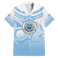 Micronesia Constitution Day Family Matching Off Shoulder Maxi Dress and Hawaiian Shirt Polynesian Tribal Tattoo Simple Style