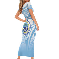 Micronesia Constitution Day Family Matching Short Sleeve Bodycon Dress and Hawaiian Shirt Polynesian Tribal Tattoo Simple Style LT05 - Polynesian Pride