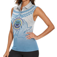 Micronesia Constitution Day Women Sleeveless Polo Shirt Polynesian Tribal Tattoo Simple Style