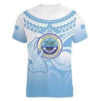 Micronesia Constitution Day Women V-Neck T-Shirt Polynesian Tribal Tattoo Simple Style