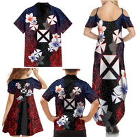 Wallis and Futuna Uvea Family Matching Summer Maxi Dress and Hawaiian Shirt Victory Day With Frangipani LT05 - Polynesian Pride