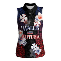 Wallis and Futuna Uvea Women Sleeveless Polo Shirt Victory Day With Frangipani