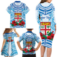 Personalised Fiji Ratu Sir Lala Sukuna Day Family Matching Long Sleeve Bodycon Dress and Hawaiian Shirt Hibiscus Tapa Pattern LT05 - Polynesian Pride